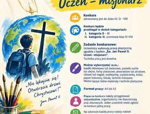 Konkurs plastyczny w Radlinie z okazji Dnia Papieskiego i 20-lecia nadania imienia szkole