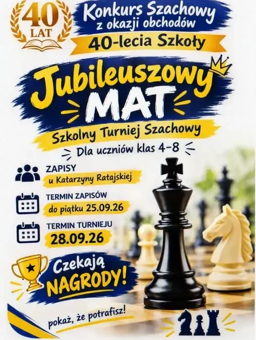 Szachowy turniej w Szkole Podstawowej nr 28 w Wodzisławiu Śląskim z okazji 40-lecia placówki