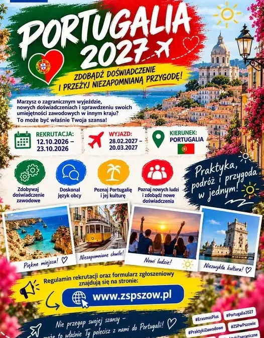 Erasmus+ 2027: Uczniowie z Pszowa polecą na praktyki do Portugalii