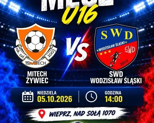 SWD Wodzisław Śląski U16 zagra na wyjeździe z Mitechem Żywiec