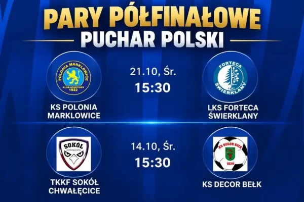 Puchar Polski: Znamy pary półfinałowe! Marklowice i Chwałęcice walczą o finał