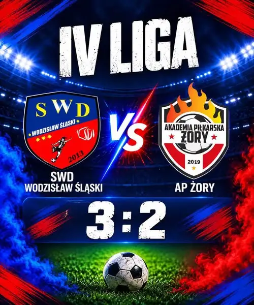 IV liga: SWD Wodzisław Śląski wygrywa z AP Żory 3:2 po dramatycznym pościgu