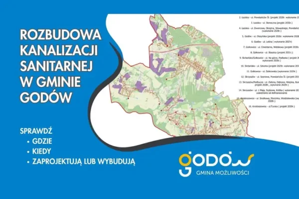 Gmina Godów publikuje mapę planowanej rozbudowy kanalizacji sanitarnej
