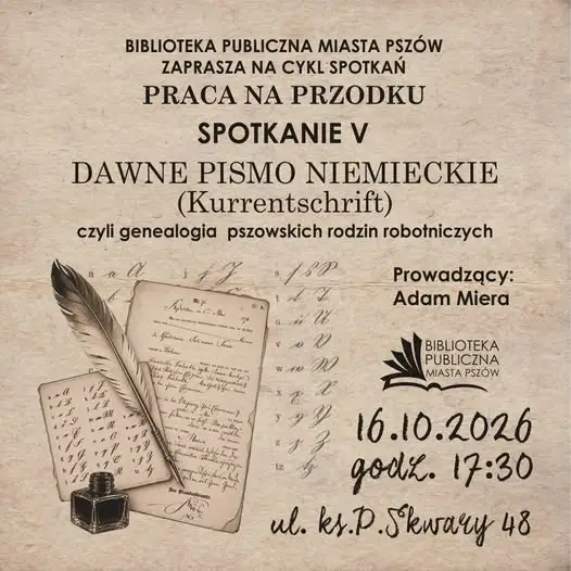 Warsztaty genealogiczne w Pszowie: naucz się czytać dawne pismo niemieckie