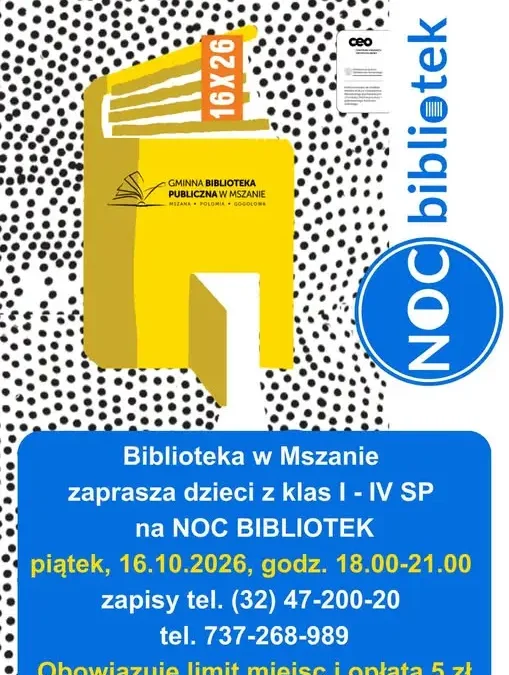 Noc Bibliotek 2026 w Gminie Mszana – sprawdź, gdzie i kiedy