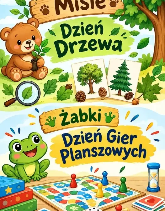 Przedszkolaki z grupy Misie i Żabki świętowały Dzień Drzewa oraz Dzień Gier Planszowych