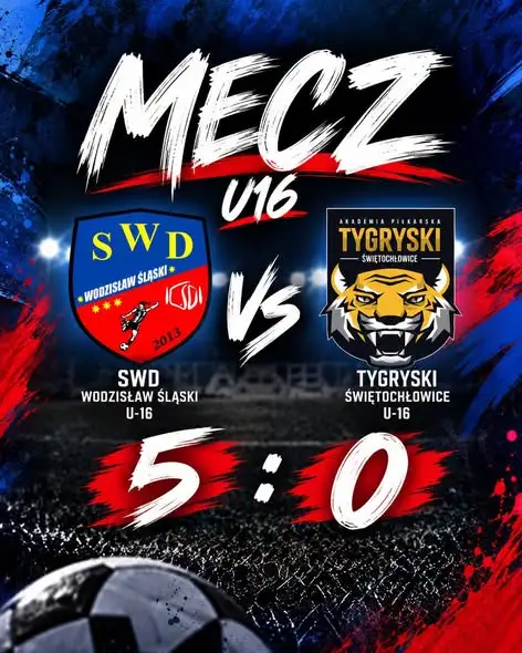 SWD Wodzisław Śląski rozgromił Tygryski Świętochłowice 5:0 w meczu U16