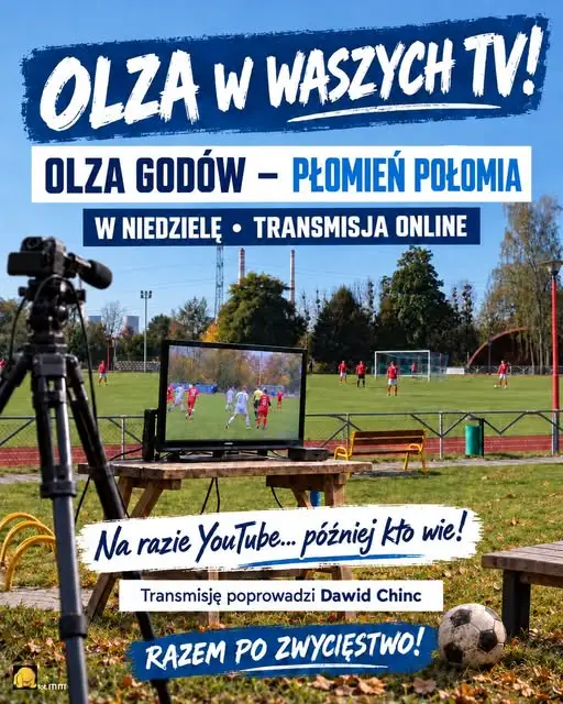 Olza Godów z własną transmisją online – niedzielny mecz z Płomieniem Połomia