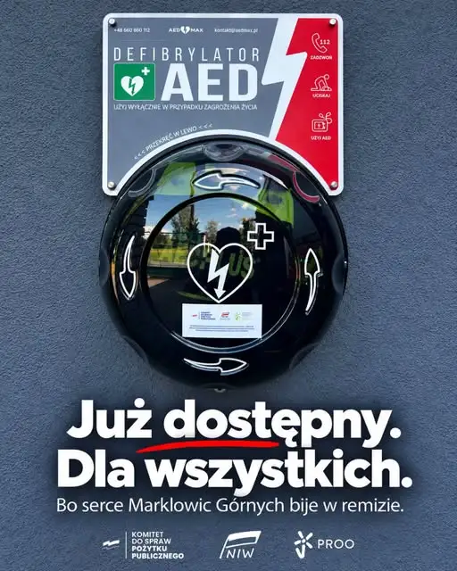 Defibrylator AED przy remizie OSP Marklowice Górne — już dostępny dla mieszkańców