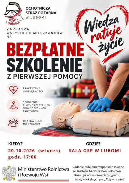 Bezpłatne warsztaty pierwszej pomocy w Lubomi – dwa terminy
