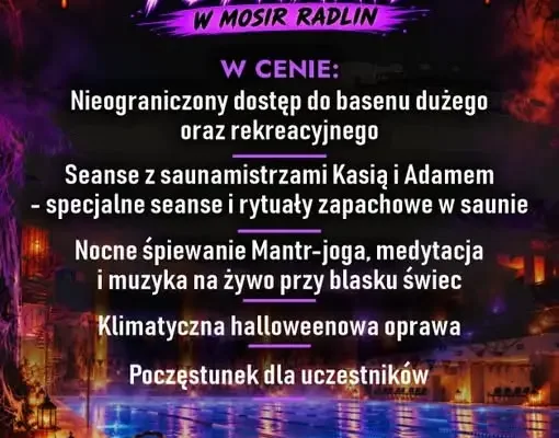 Halloweenowa noc na basenie w Radlinie – pływanie, sauna i muzyka na żywo