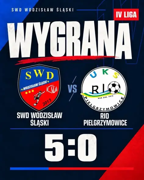 SWD Wodzisław Śląski rozgromił UKS RIO Pielgrzymowice 5:0 w IV lidze
