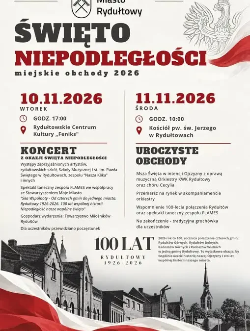 Rydułtowy świętują 108. rocznicę niepodległości i 100-lecie połączenia gmin