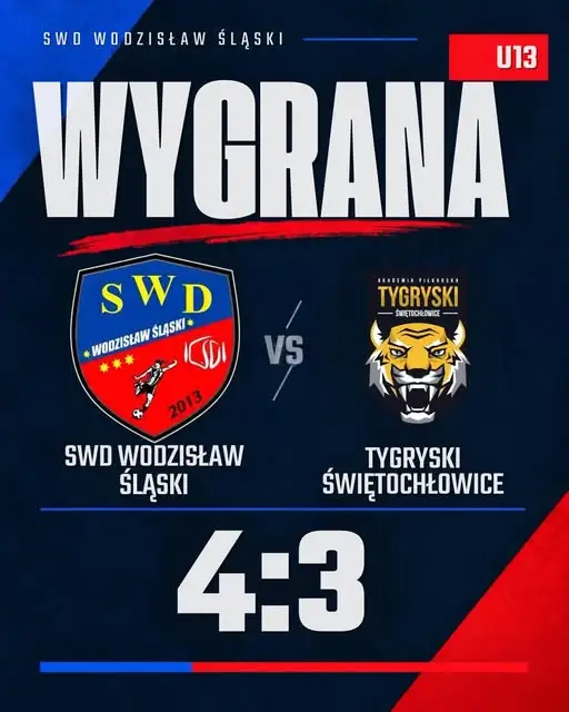 Zwycięstwo U13: SWD Wodzisław Śląski pokonał Tygryski Świętochłowice 4:3
