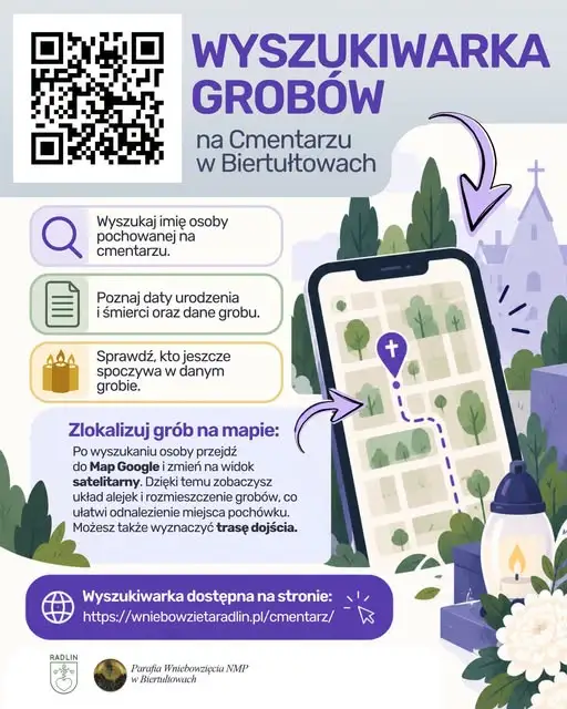 Radlin-Biertułtowy: nowa wyszukiwarka grobów ułatwi odwiedziny na cmentarzu parafialnym
