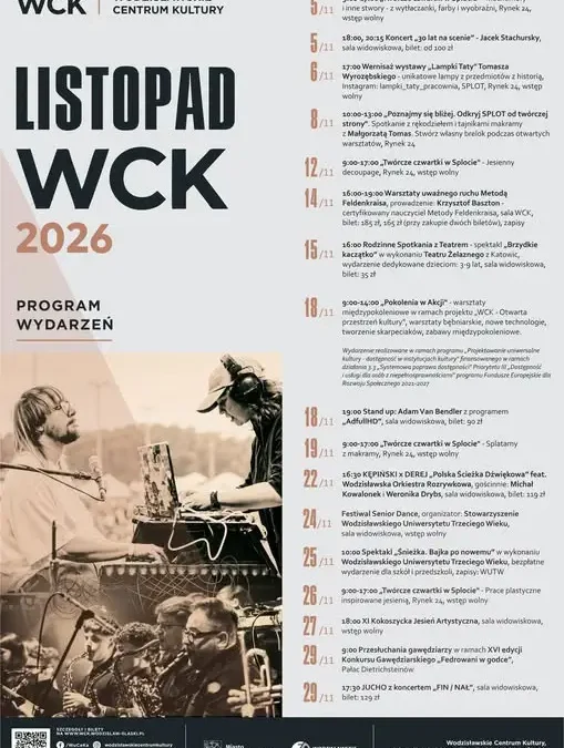 Listopadowy repertuar Wodzisławskiego Centrum Kultury – koncerty, teatr i stand-up