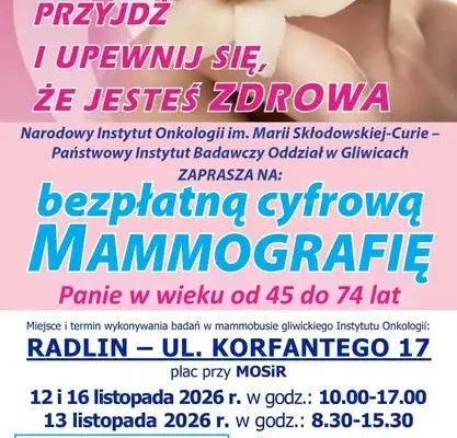 Bezpłatne badania w Radlinie: mammografia i słuch już w listopadzie