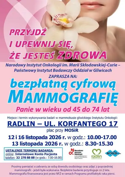 Bezpłatne badania w Radlinie: mammografia i słuch już w listopadzie
