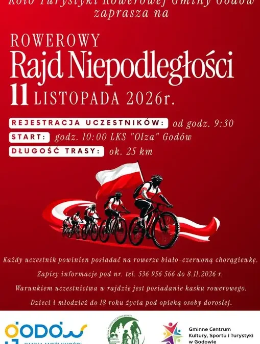 Rowerowy Rajd Niepodległości w Godowie – zapisy do 8 listopada