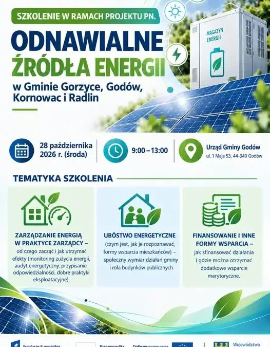 Szkolenie o zarządzaniu energią i finansowaniu OZE w Gminie Godów